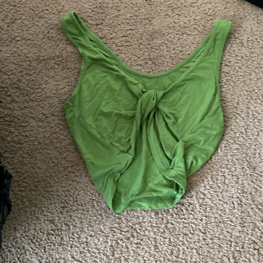 Green crop crisscross tank top